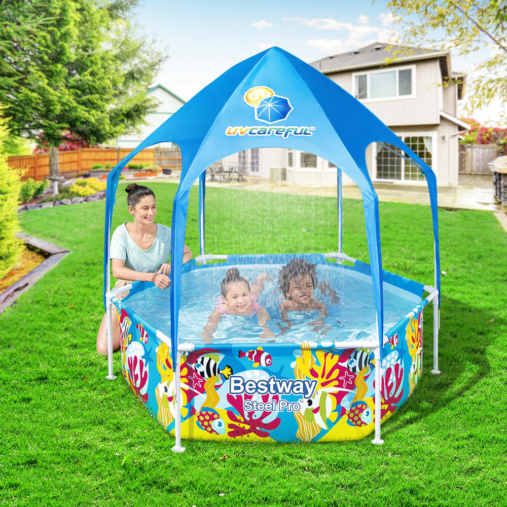 Bestway Swimming Pool Above Ground Plays Kids Steel Pro&trade; Mist Shade Pools