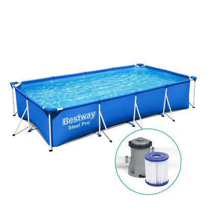 Bestway Swimming Pool 4M Above Ground Pools Pumps Steel Frame Filter Pump