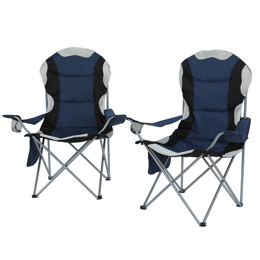 Weisshorn 2X Camping Chairs Folding Arm Chair Portable Camping Garden Fishing