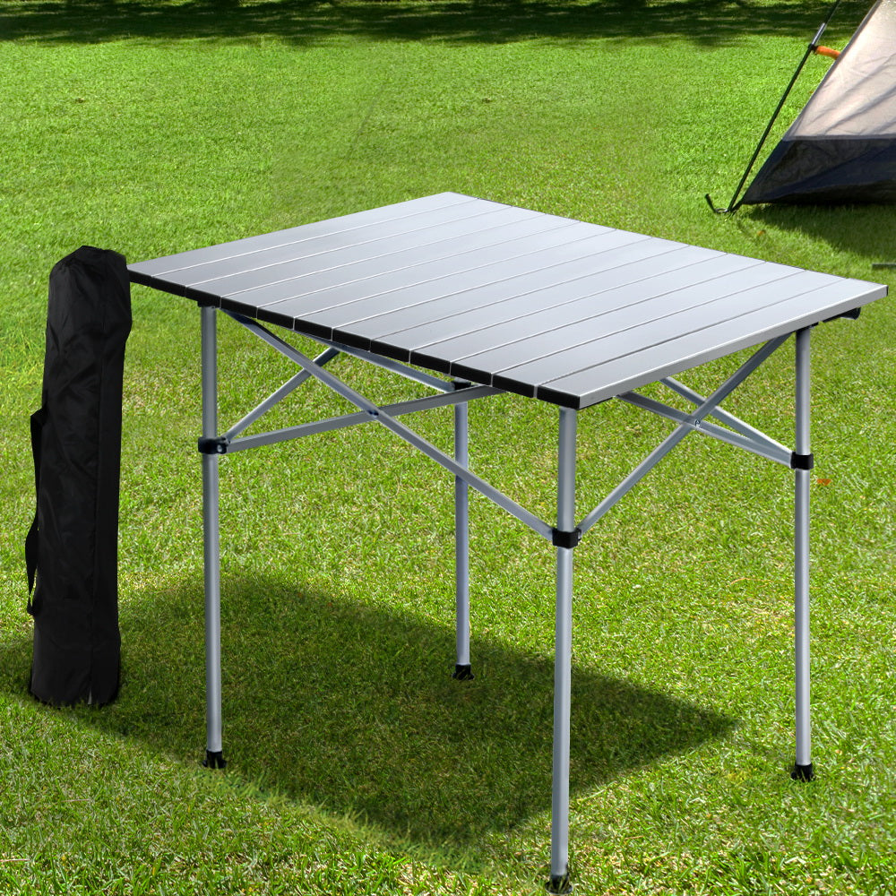 Weisshorn Camping Table Roll Up Aluminum Portable Desk Picnic 70CM