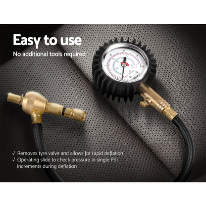 Giantz Rapid Tyre Air Deflator 4X4 4WD with Pressure Gauge Valve Tool