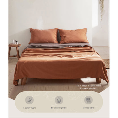 Cosy Club Sheet Set Cotton Sheets Single Orange Brown