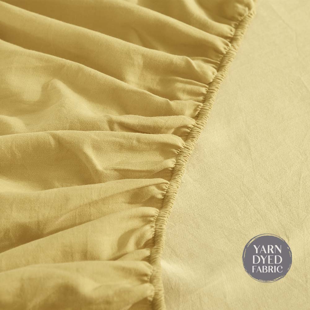 Cosy Club Washed Cotton Sheet Set Single Yellow