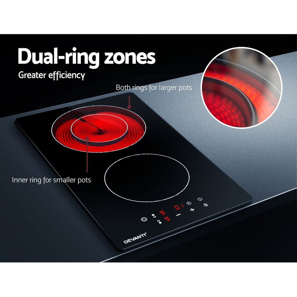 Devanti Electric Ceramic Cooktop 30cm Kitchen Cooker Cook Top Hob Touch Control 3-Zones