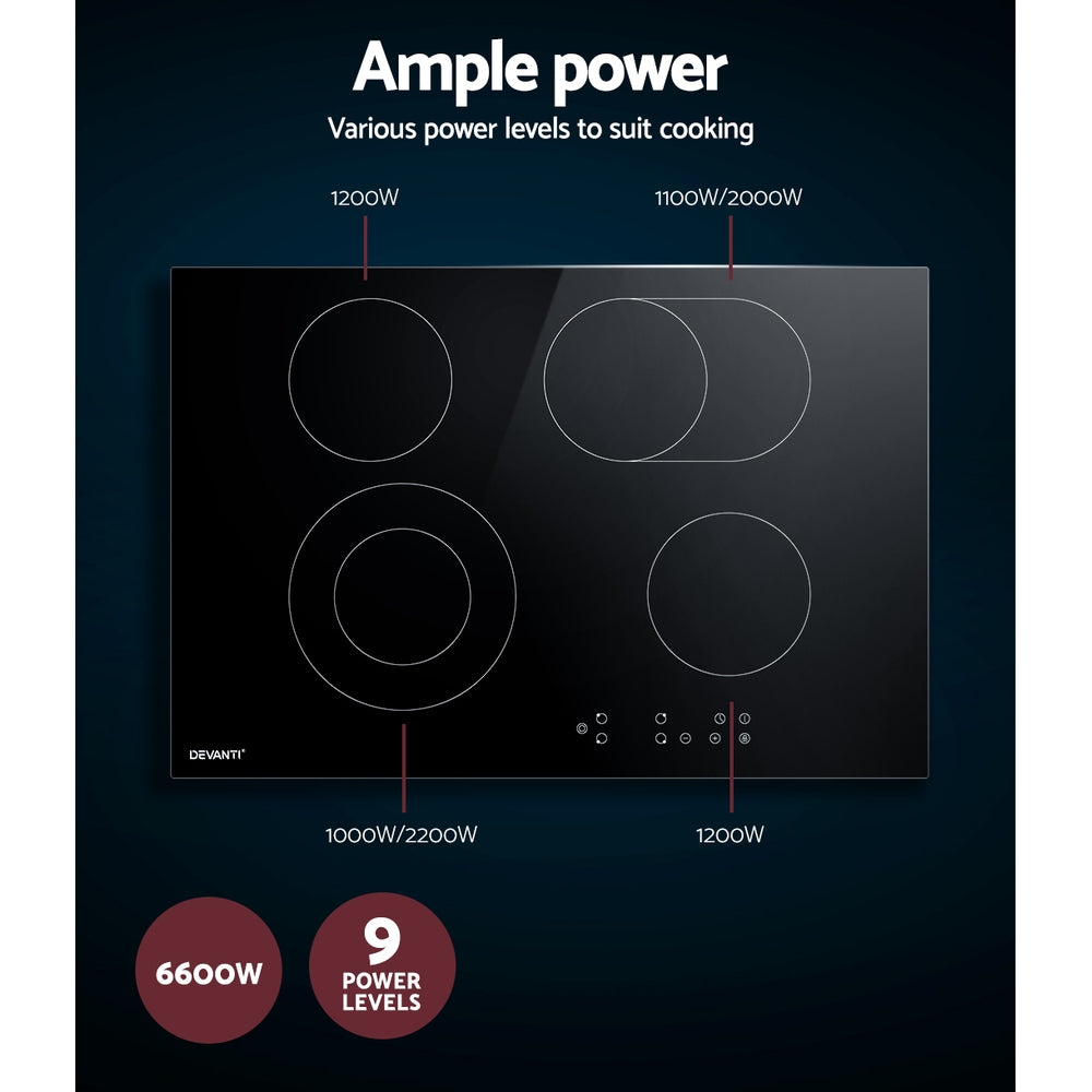 Devanti Ceramic Cooktop 77cm Electric Cooker 4 6 Burner Stove Hob Touch Control