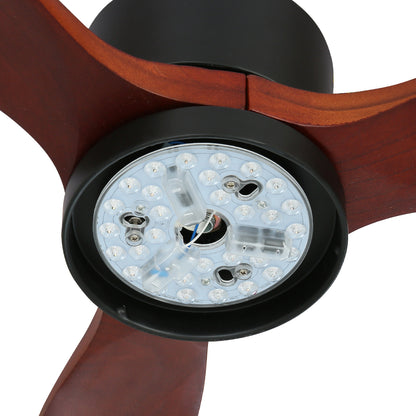 Devanti 52'' Ceiling Fan LED Light Remote Control Wooden Blades Dark Wood Fans