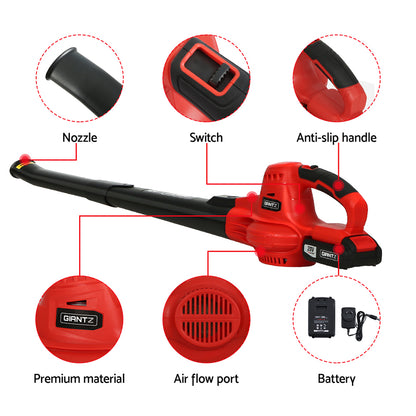 Giantz 20V Cordless Leaf Blower Garden Lithium Electric Battery Nozzles 2-Speed