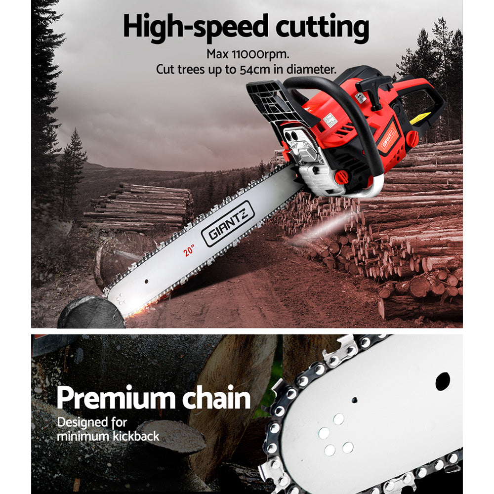 Giantz 52 CC Chainsaw Petrol Pruning Chain Saw Top Handle Commercial E-Start