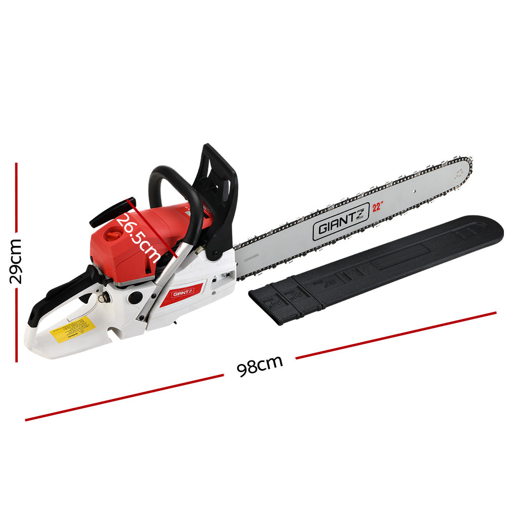 Giantz 62cc Petrol Commercial Chainsaw 22" Bar E-Start Tree Chain Saw 5.2HP