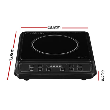 Devanti Electric Induction Cooktop Portable Cook Top Ceramic Kitchen Hot Plate