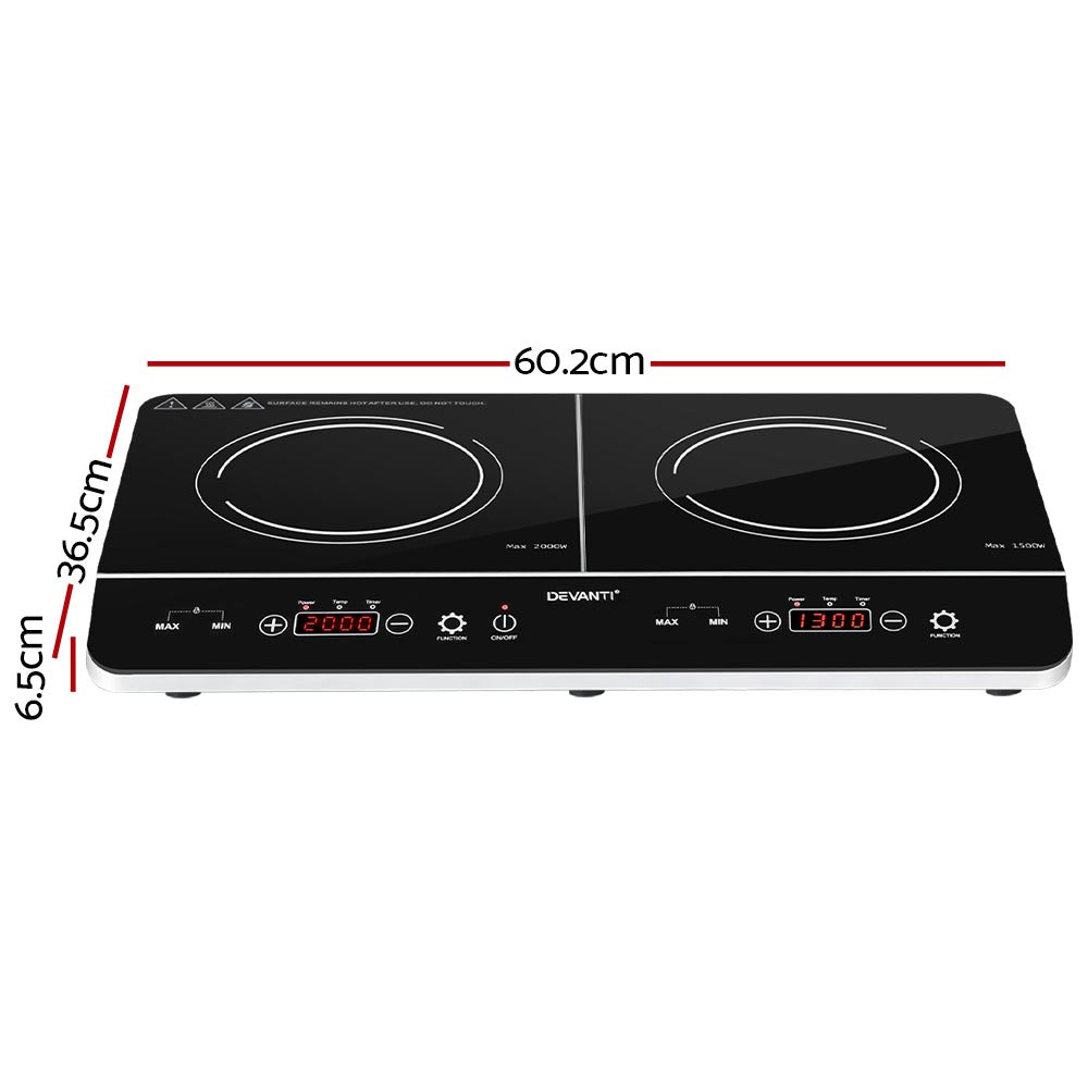 Devanti Electric Induction Cooktop 60cm Portable Kitchen Ceramic Glass Cooker