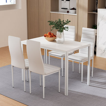 Artiss Dining Chairs and Table Dining Set 4 Chair Set Of 5 Wooden Top White