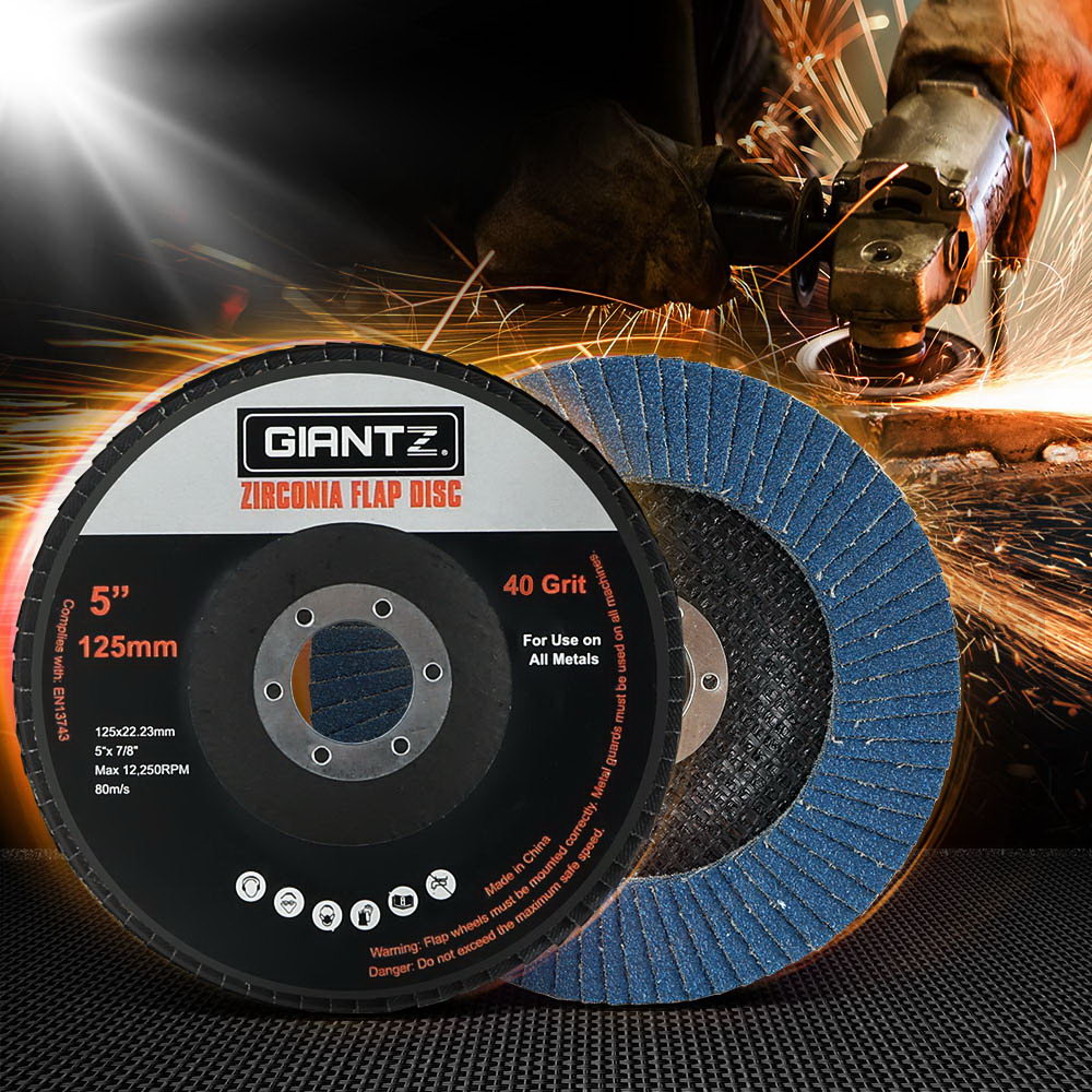 Giantz 20 PCS Zirconia Sanding Flap Disc 5" 125mm 40Grit Angle Grinding Wheel