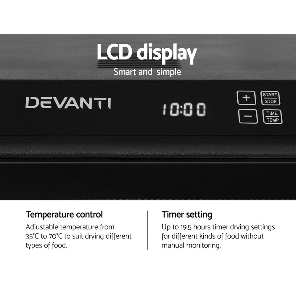 Devanti 6 Tray Food Dehydrators Commercial Beef Jerky Maker Fruit Dryer Black