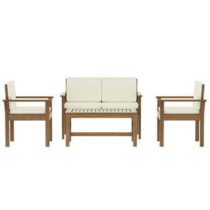 Gardeon Outdoor Sofa Set 4-Seater Acacia Wood Lounge Setting Table Chairs