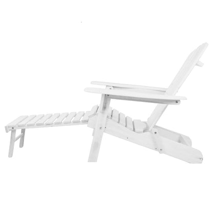 Gardeon Adirondack Beach Chair with Ottoman - White