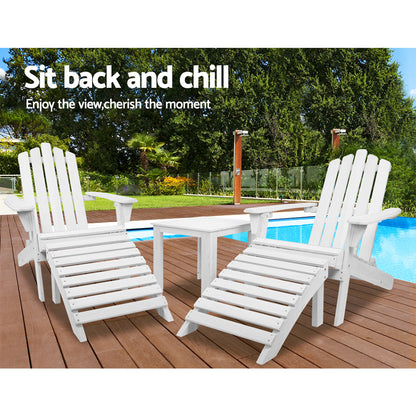 Gardeon Outdoor Sun Lounge Beach Chairs Table Setting Wooden Adirondack Patio Chair