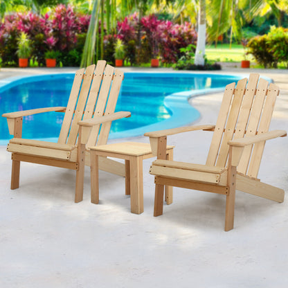 Gardeon Outdoor Sun Lounge Beach Chairs Table Setting Wooden Adirondack Patio Natural Wood Chair