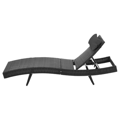 Gardeon Outdoor Sun Lounge Setting Wicker Lounger Day Bed Rattan Patio Furniture Black