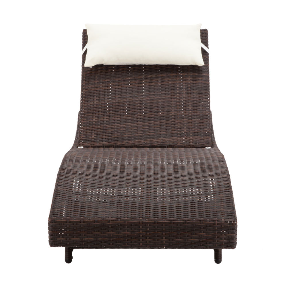 Gardeon Outdoor Wicker Sun Lounge - Brown