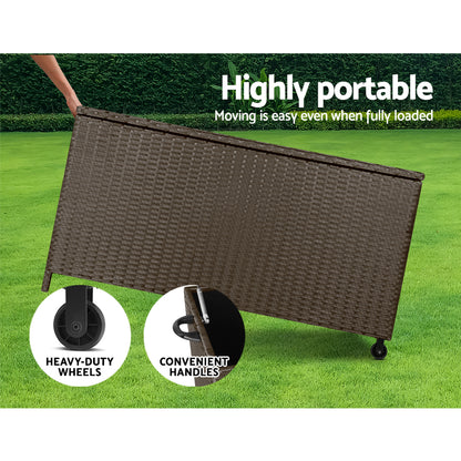 Gardeon 320L Outdoor Wicker Storage Box - Brown