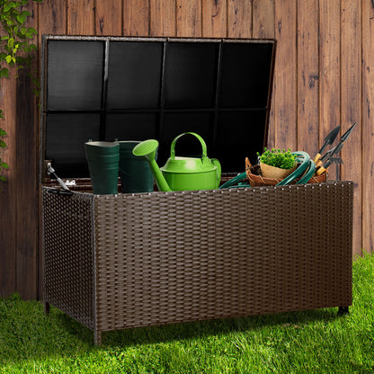 Gardeon 320L Outdoor Wicker Storage Box - Brown