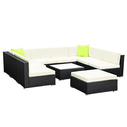 Gardeon 10PC Outdoor Furniture Sofa Set Wicker Garden Patio Lounge