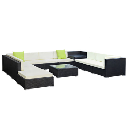 Gardeon 12PC Sofa Set with Storage Cover Outdoor Furniture Wicker