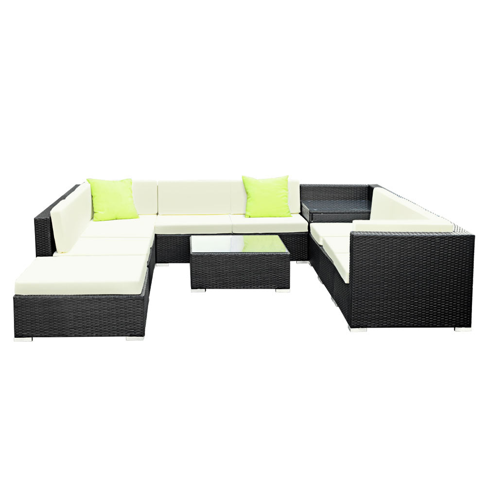 Gardeon 9PC Sofa Set with Storage Cover Outdoor Furniture Wicker