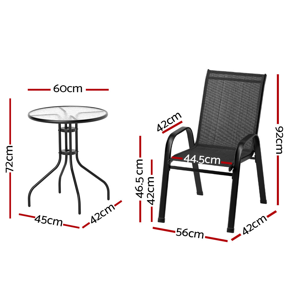 Gardeon Outdoor Furniture 5PC Table and chairs Stackable Bistro Set Patio Coffee