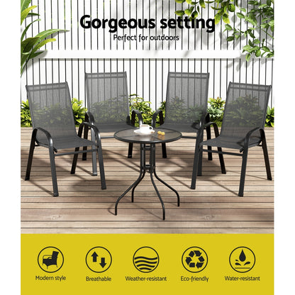 Gardeon Outdoor Furniture 5PC Table and chairs Stackable Bistro Set Patio Coffee