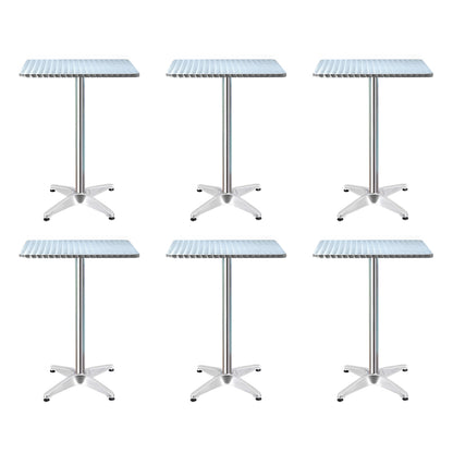 Gardeon 6pcs Outdoor Bar Table Furniture Adjustable Aluminium Square Cafe Table