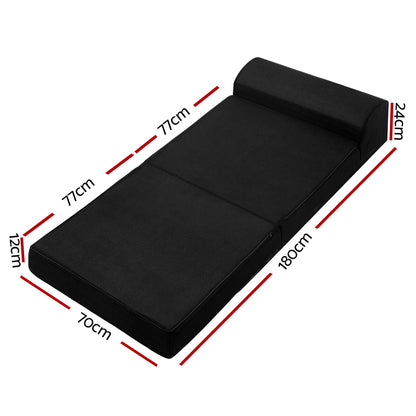 Giselle Bedding Folding Foam Mattress Portable Single Sofa Bed Mat Air Mesh Fabric Black