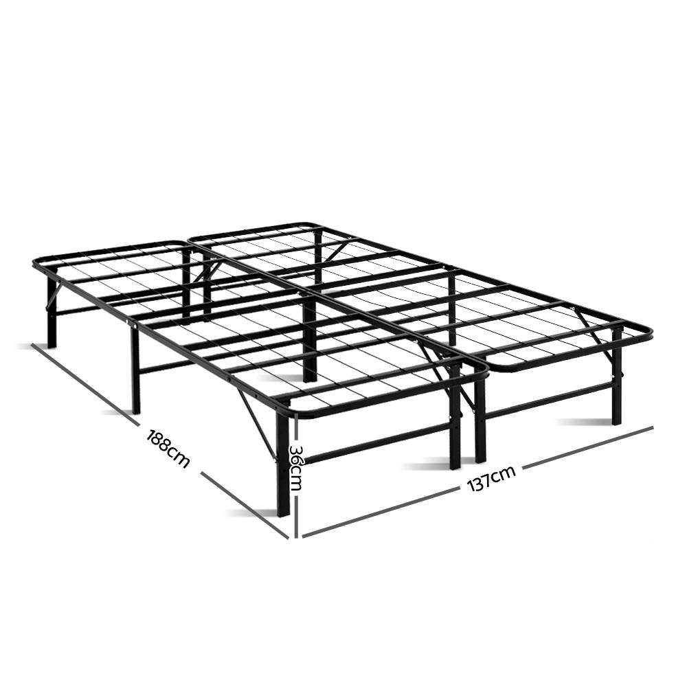 Artiss Folding Double Metal Bed Frame - Black