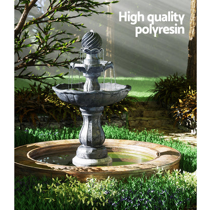 Gardeon 3 Tier Solar Powered Water Fountain - Black