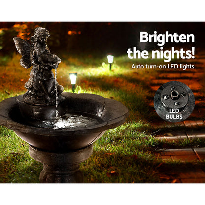 Gardeon Water Fountain Features Solar with LED Lights Outdoor Cascading Angel