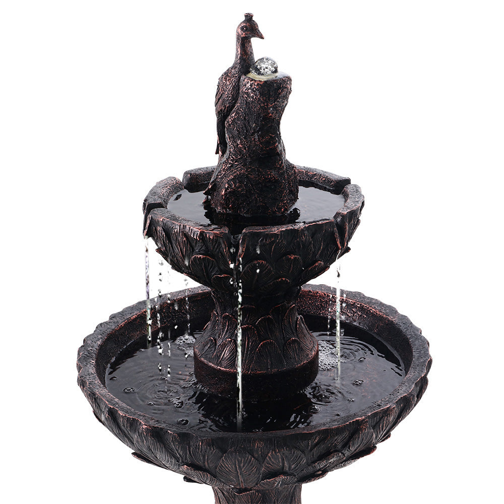 Gardeon Water Solar Fountain Outdoor Bird Bath Peacock Cascading