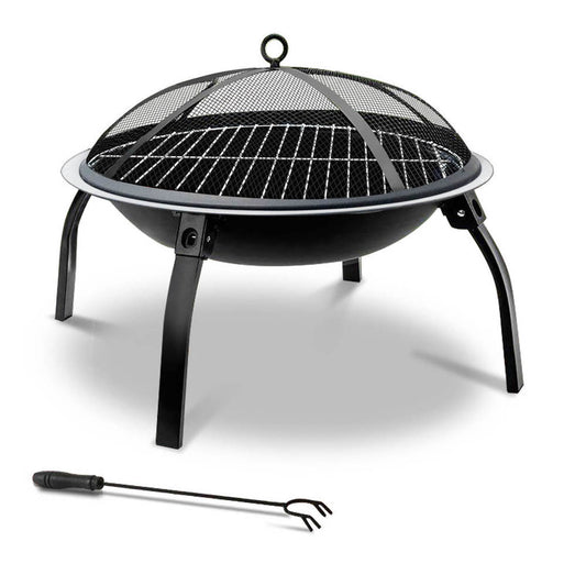 Fire Pit BBQ Charcoal Grill Smoker Portable Outdoor Camping Garden Pits 30"