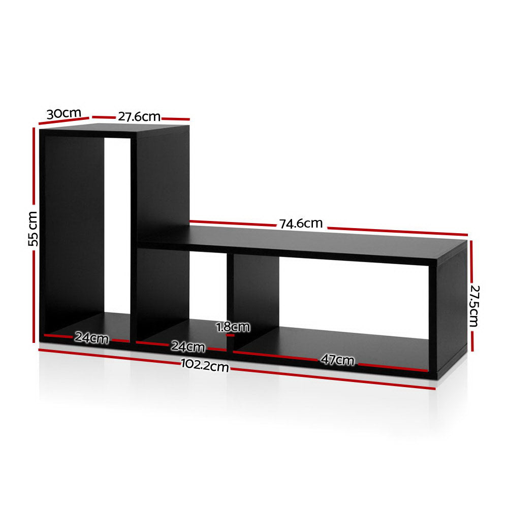 Artiss DIY L Shaped Display Shelf - Black