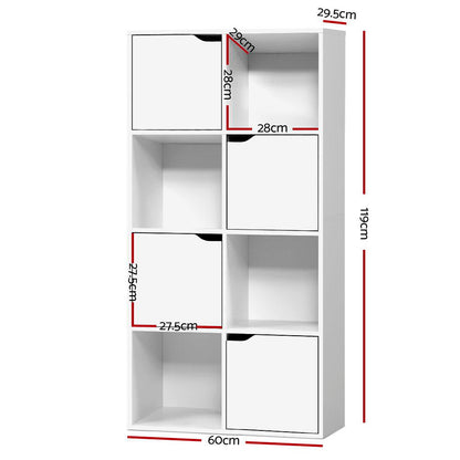 Artiss Display Shelf 8 Cube Storage 4 Door Cabinet Organiser Bookshelf Unit White