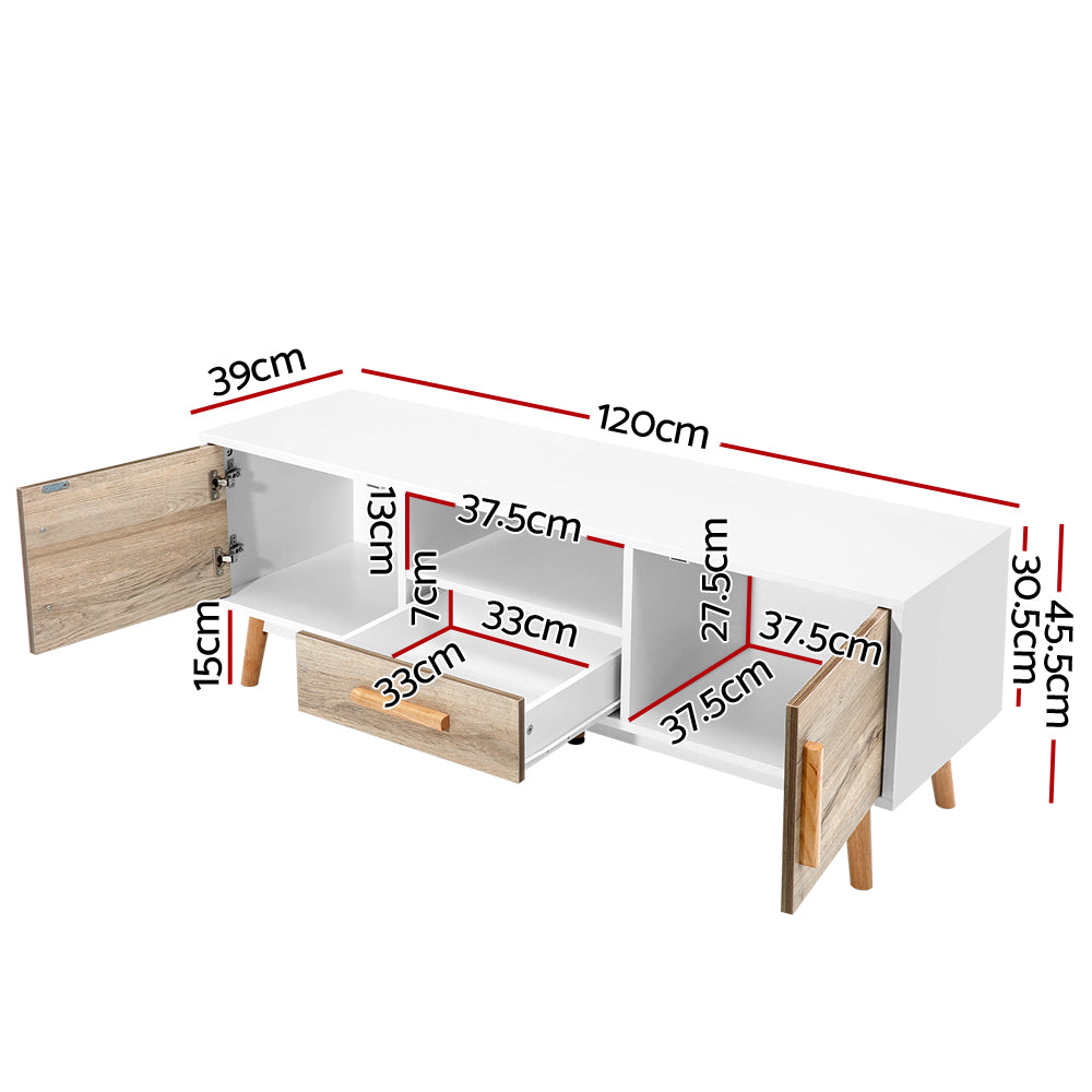 Artiss Wooden Entertainment Unit - White & Wood