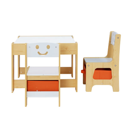 Keezi 3PCS Kids Table and Chairs Set Activity Chalkboard Toys Storage Box Desk