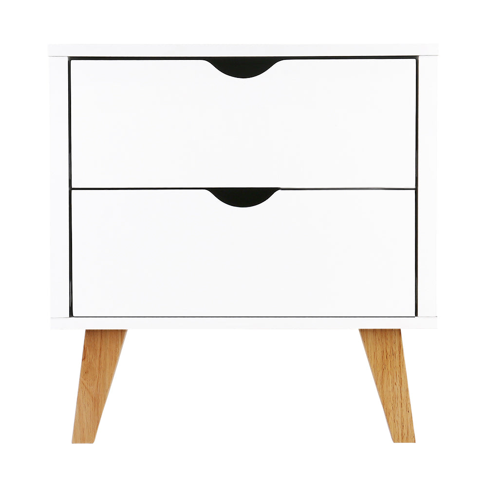 Artiss 2 Drawer Wooden Bedside Tables - White