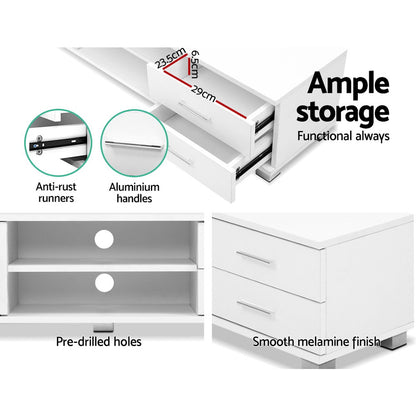 Artiss 120cm TV Stand Entertainment Unit Storage Cabinet Drawers Shelf White