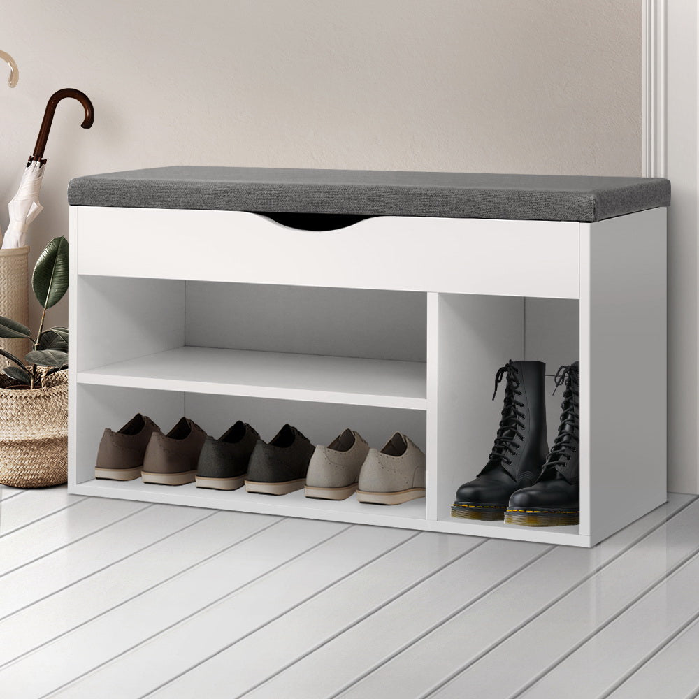 Artiss Shoe Cabinet Bench Shoes Organiser Storage Rack Shelf White Cupboard Box