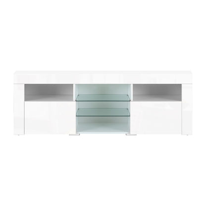 Artiss TV Cabinet Entertainment Unit Stand RGB LED Gloss Furniture 160cm White