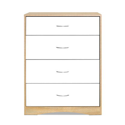 Artiss 4 Chest of Drawers Tallboy Dresser Table Bedroom Storage White Wood Cabinet