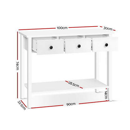 Hallway Console Table Hall Side Entry 3 Drawers Display White Desk Furniture