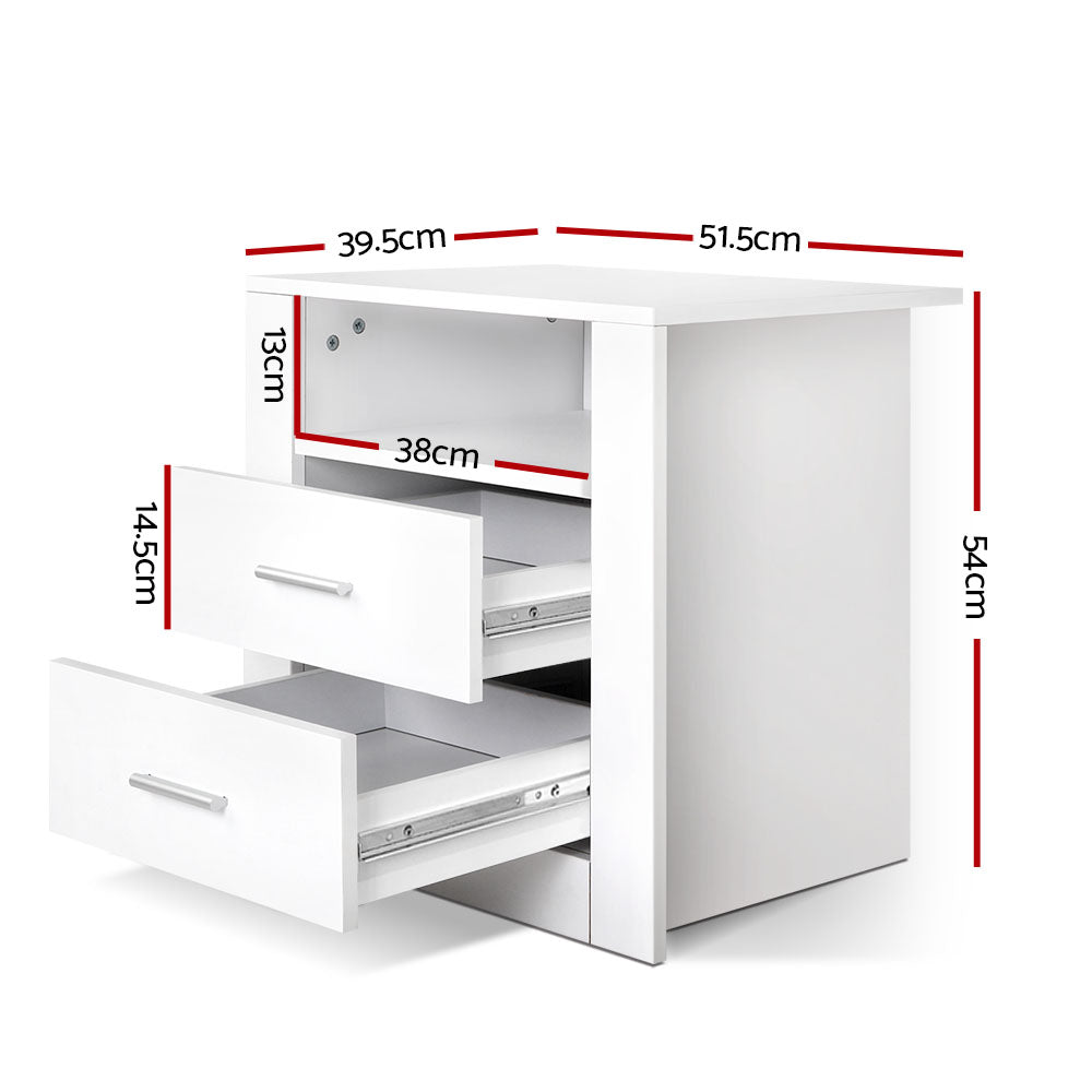 Artiss Bedside Tables Drawers Storage Cabinet Drawers Side Table White