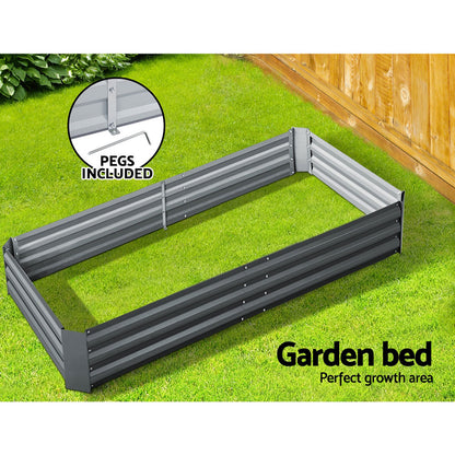 Greenfingers Galvanised Steel Raised Garden Bed Instant Planter 210 x 90 Aluminium